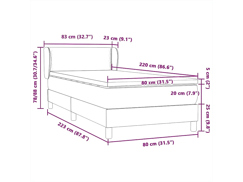 Boxspring met matras fluweel donkergroen 80x220 cm