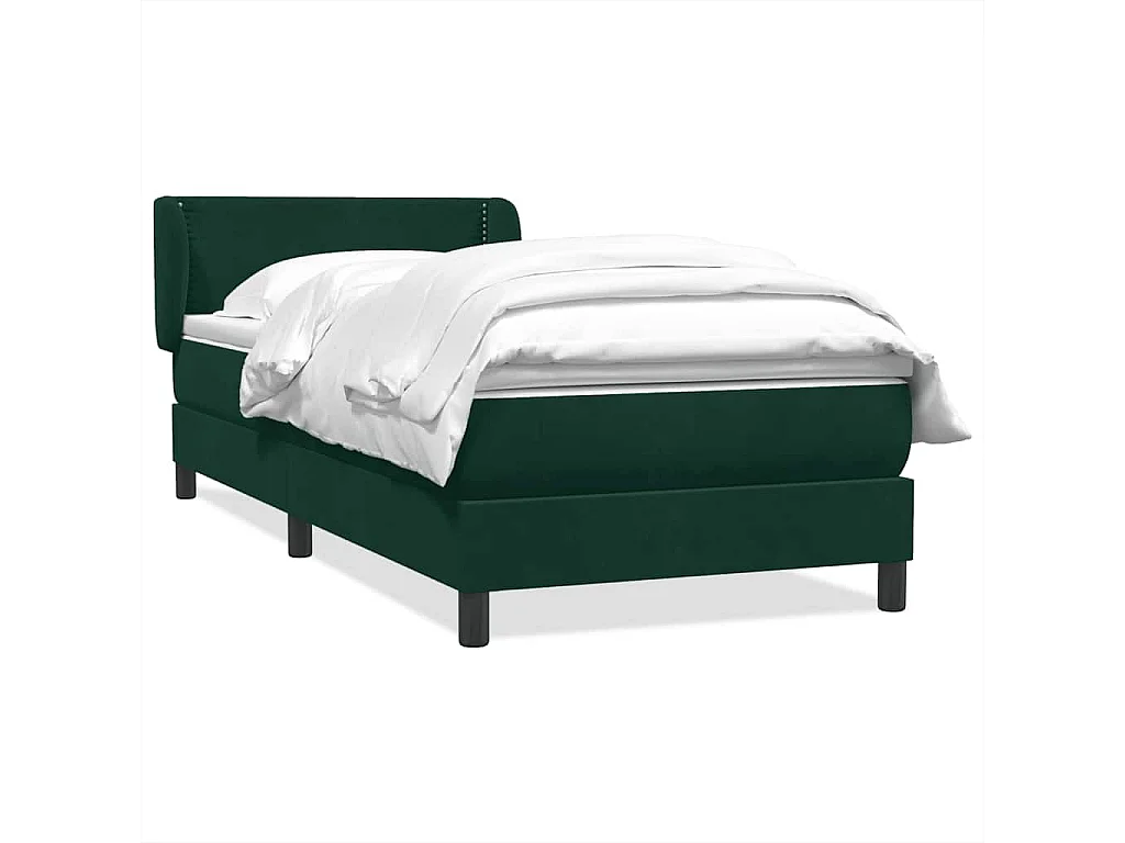 Giroletto a Molle con Materasso Verde Scuro 80x220 cm Velluto