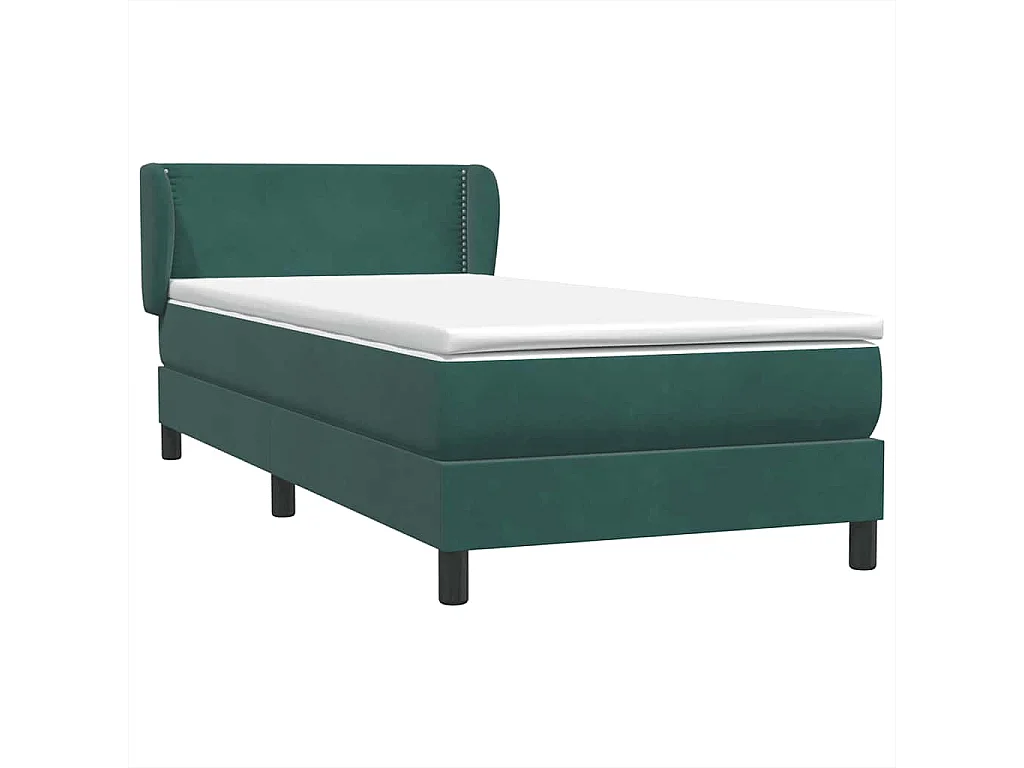 Giroletto a Molle con Materasso Verde Scuro 80x220 cm Velluto