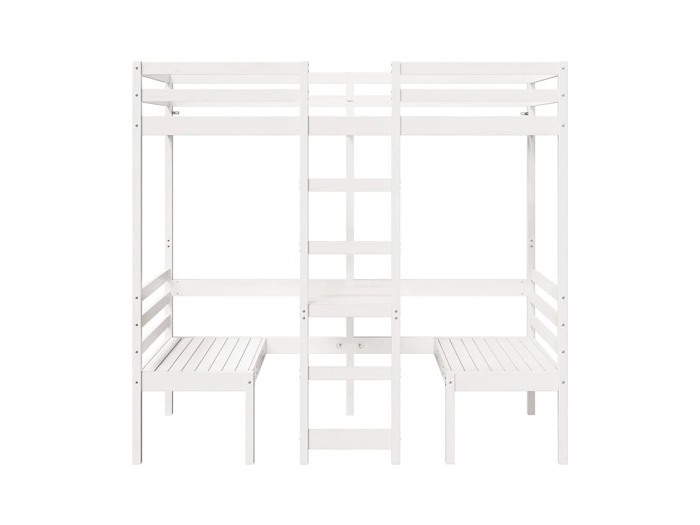 Lit mezzanine avec bureau et chaises blanc 75x190 cm pin massif