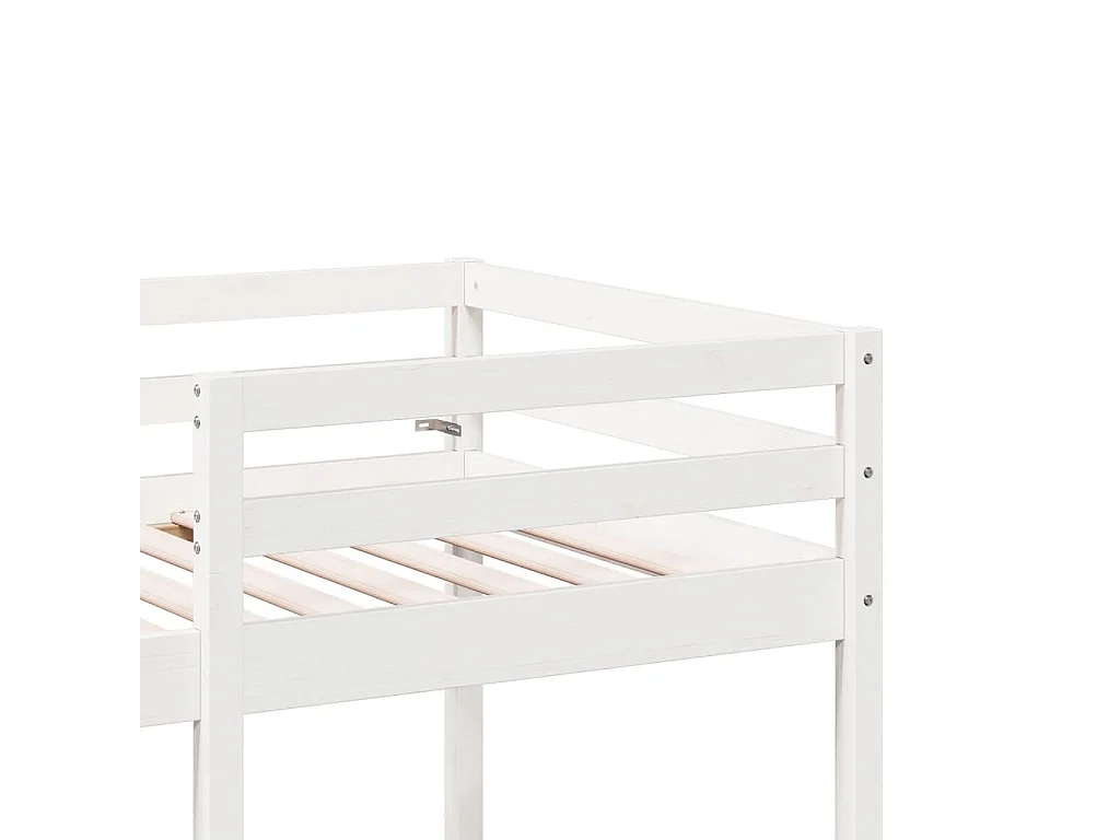 Hochbett mit Schreibtisch & Stühlen Weiß 75x190 cm Kiefernholz