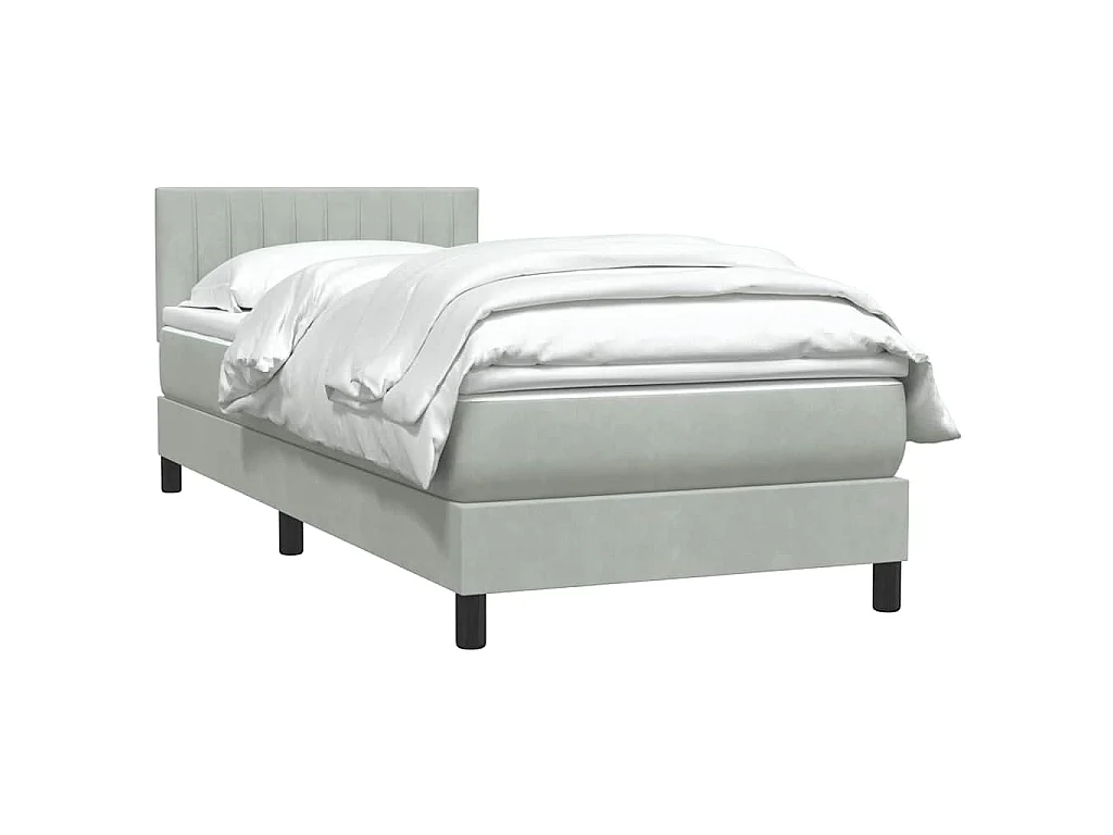 Boxspringbett mit Matratze Hellgrau 80x220 cm Samt