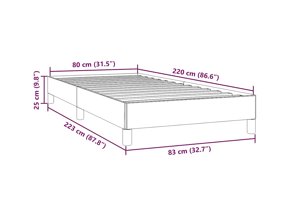 Cadre de lit sans matelas rose 80x220 cm velours