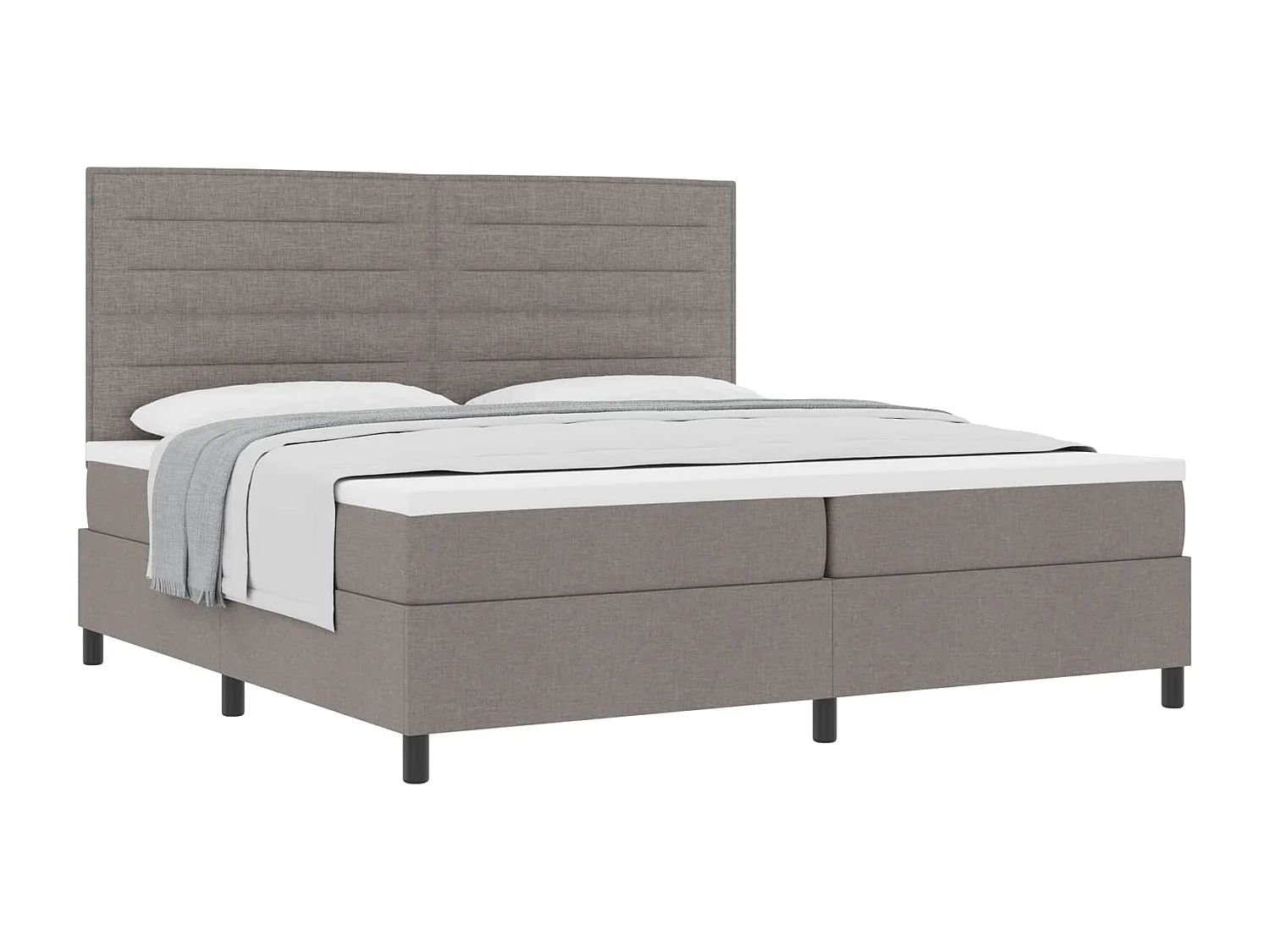 Boxspringbed met matras met hoofdeinde Taupe 200 x 200 cm Stof