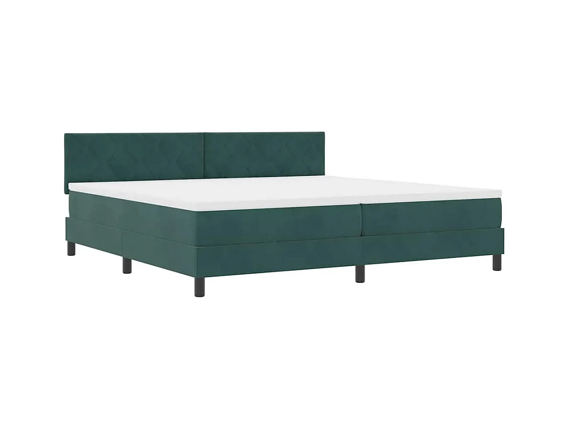 Lit à ressorts avec matelas Vert foncé 200 x 200 cm tissu