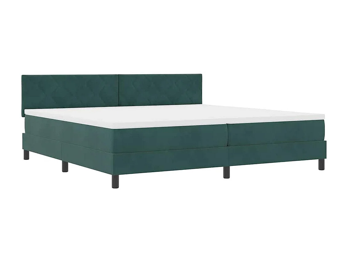 Lit à ressorts avec tête de lit Vert foncé 200 x 200 cm Velours