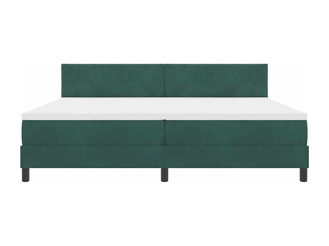 Lit à ressorts avec tête de lit Vert foncé 200 x 200 cm Velours