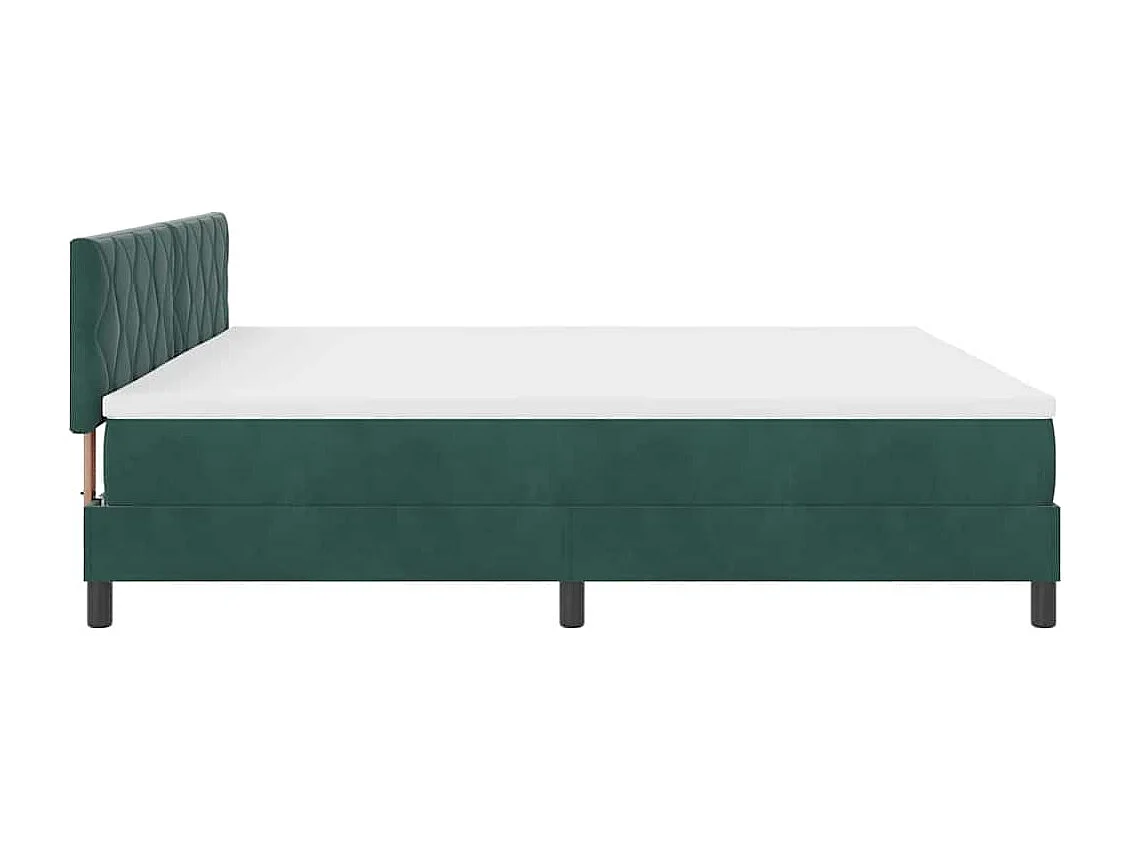 Lit à ressorts avec tête de lit Vert foncé 200 x 200 cm Velours