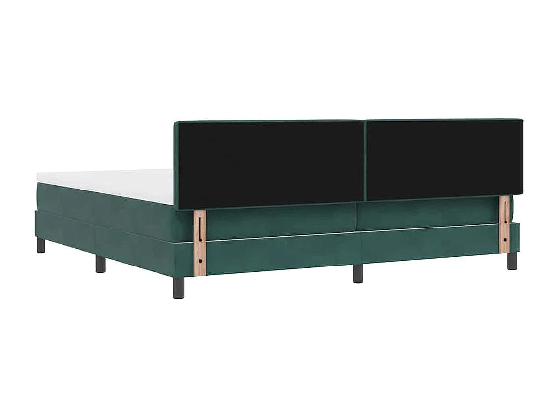 Lit à ressorts avec tête de lit Vert foncé 200 x 200 cm Velours