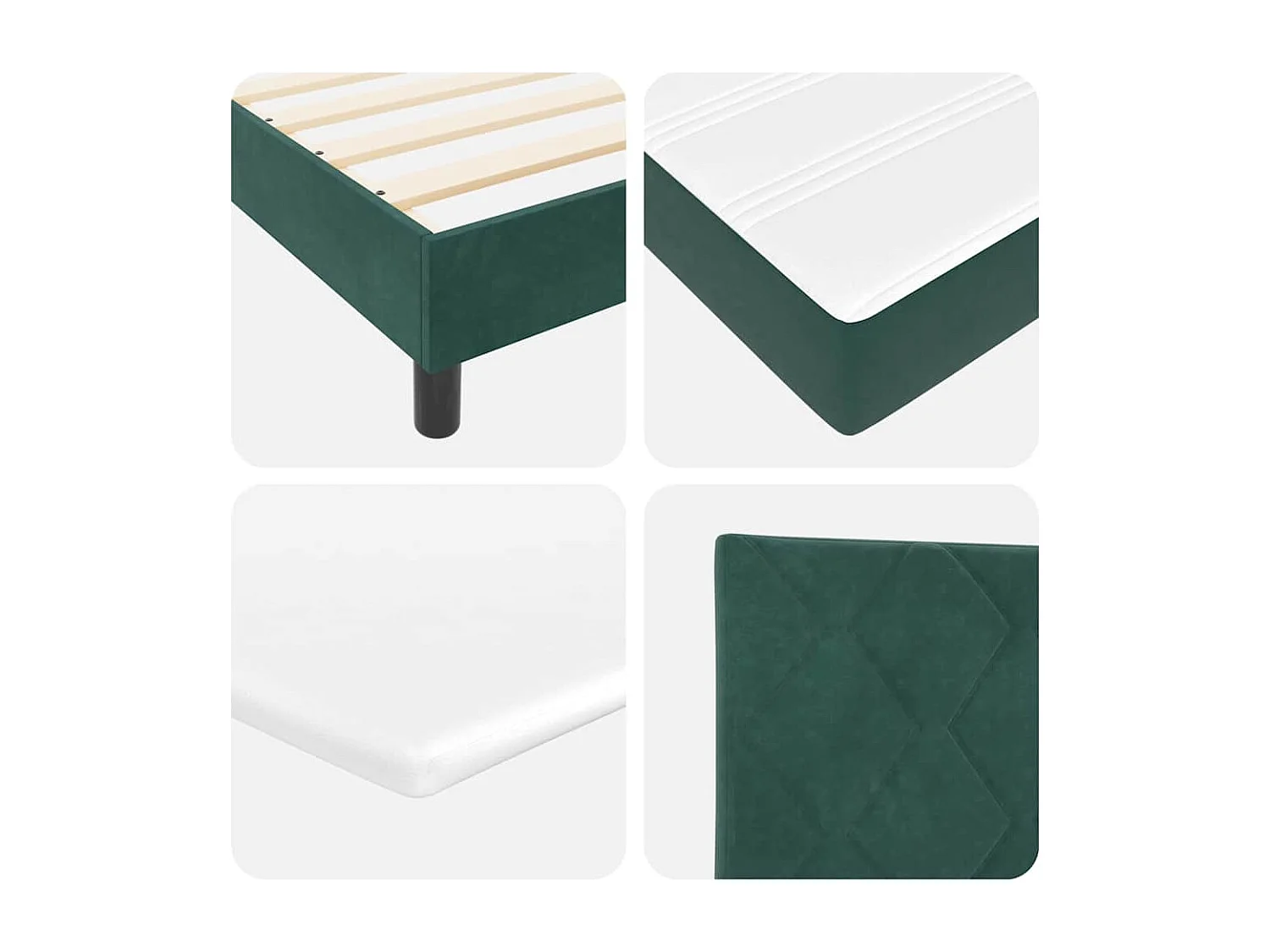 Lit à ressorts avec tête de lit Vert foncé 200 x 200 cm Velours