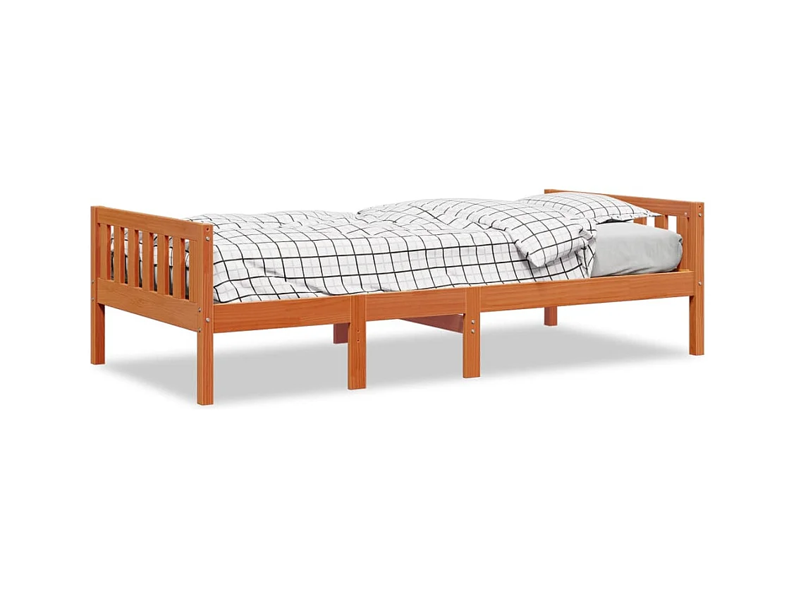 Lit pour enfants sans matelas cire marron 80x200 cm pin massif