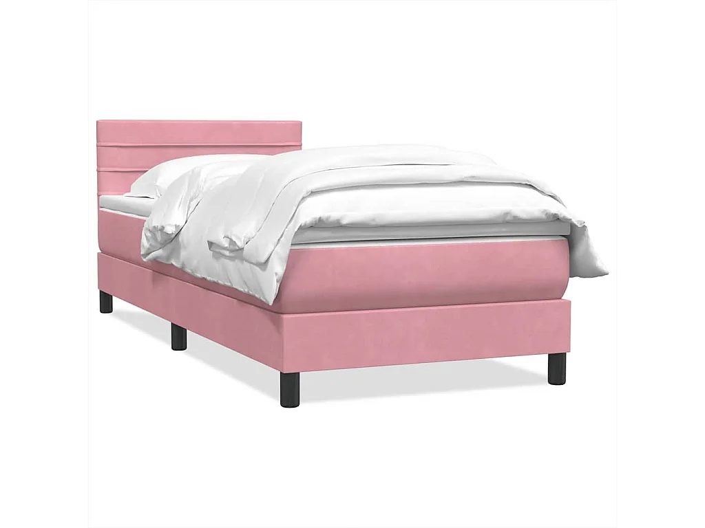 Sommier à lattes de lit avec matelas rose 80x220 cm velours