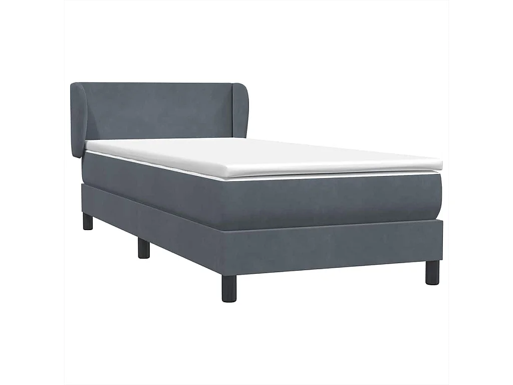 Giroletto a Molle con Materasso Grigio Scuro 80x220 cm Velluto