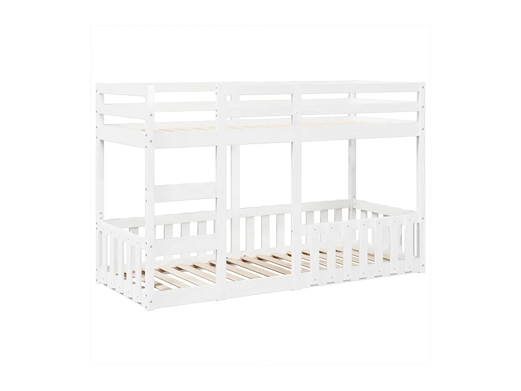 Lit superposé Blanc 75x190 cm Bois de pin massif