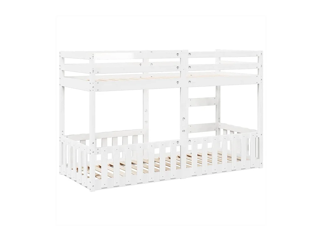 Lit superposé Blanc 75x190 cm Bois de pin massif