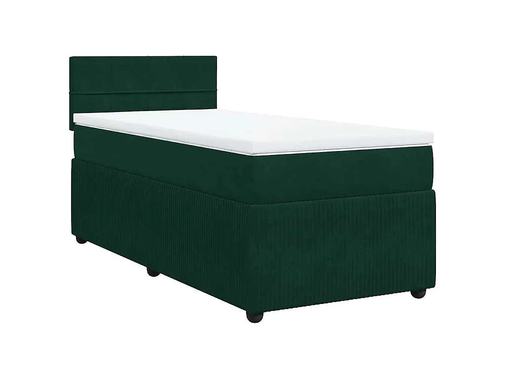 Cama com molas/colchão 80x200 cm veludo verde-escuro