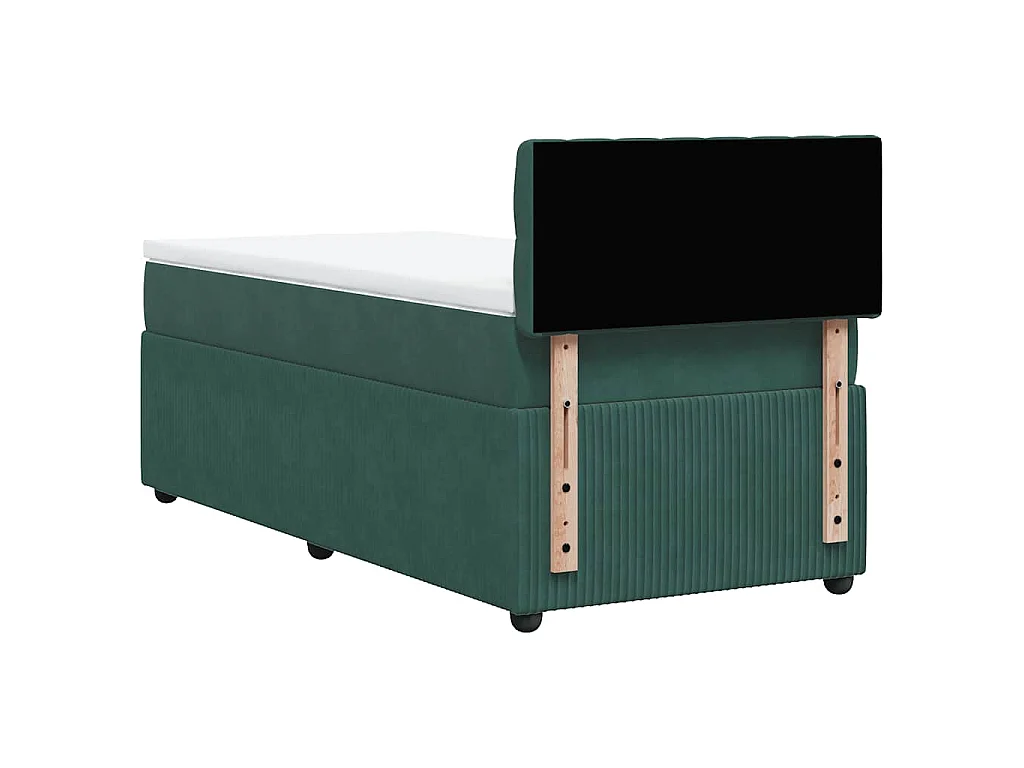 Cama com molas/colchão 80x200 cm veludo verde-escuro