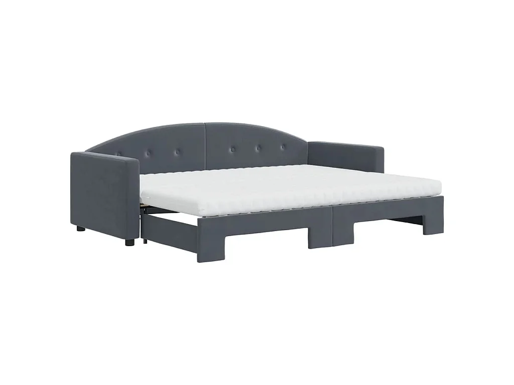 Divano Letto Estraibile Materassi Grigio Scuro 80x200cm Velluto