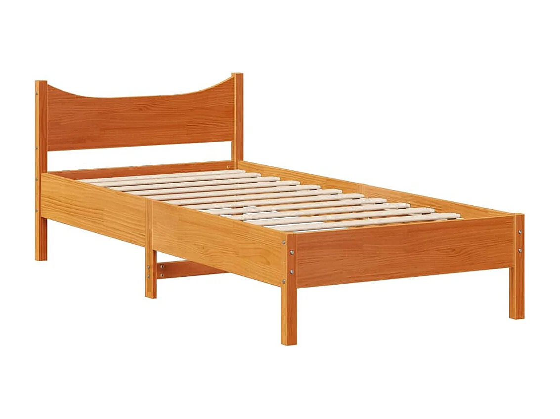 Cadre de lit avec tête de lit cire marron 75x190 cm bois de pin