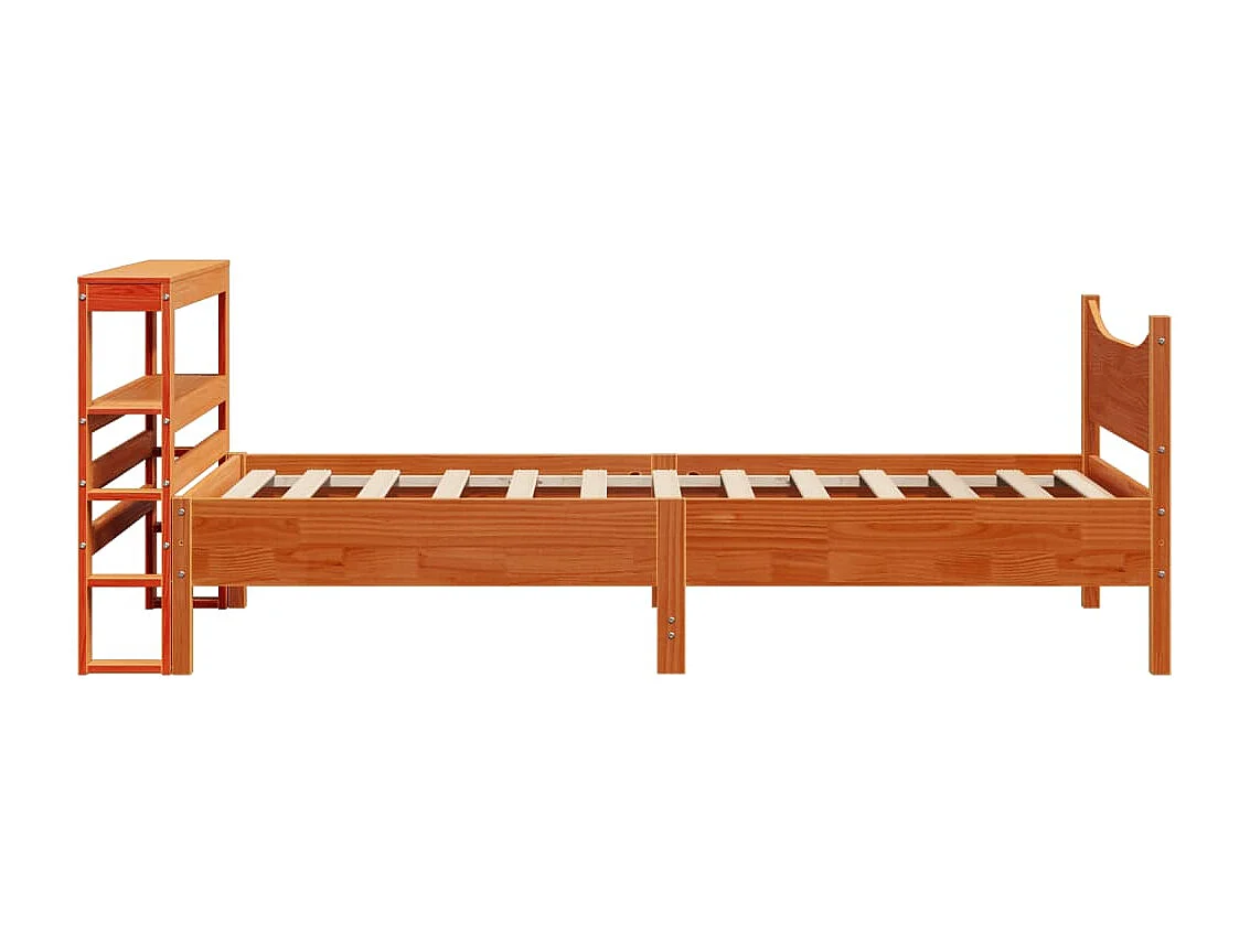 Cadre de lit avec tête de lit cire marron 75x190 cm bois de pin