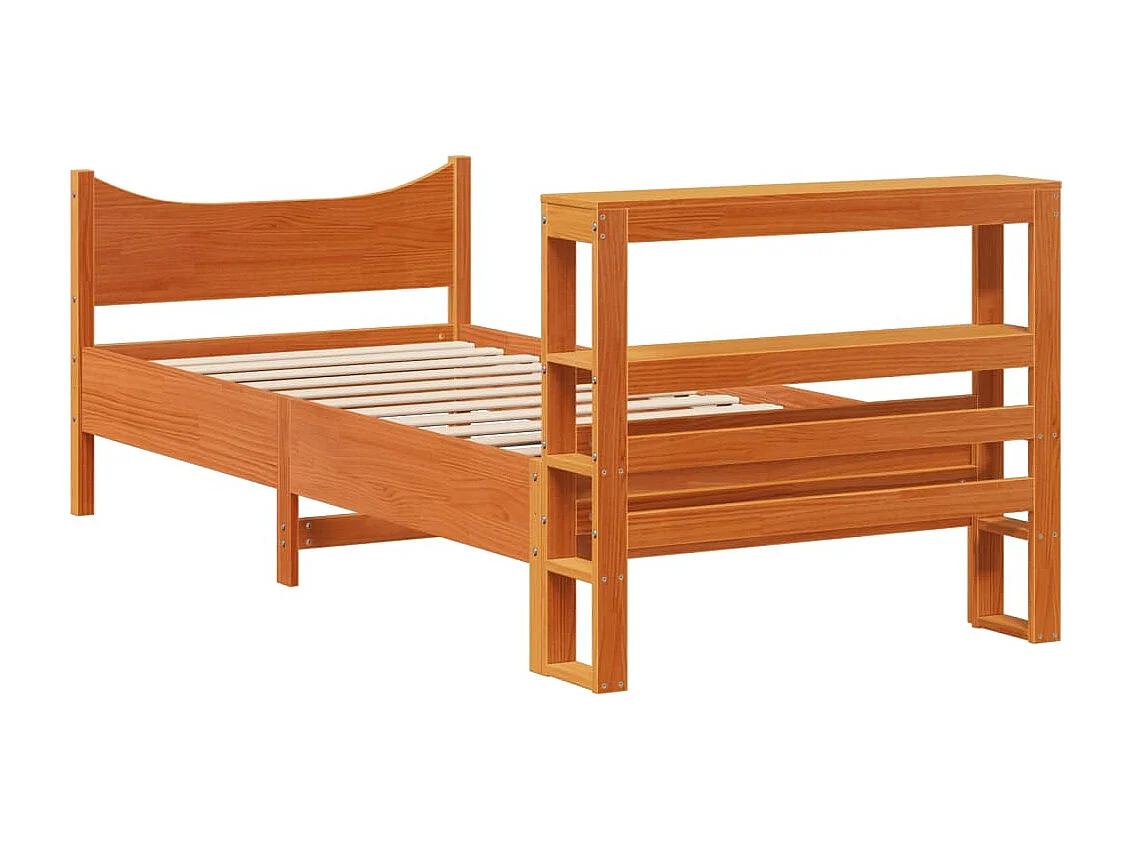 Cadre de lit avec tête de lit cire marron 75x190 cm bois de pin