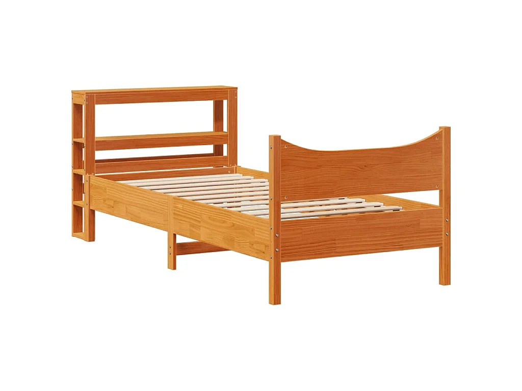 Estrutura cama c/ cabeceira 75x190 cm pinho maciço castanho-mel