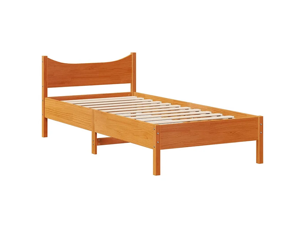 Estrutura cama c/ cabeceira 75x190 cm pinho maciço castanho-mel