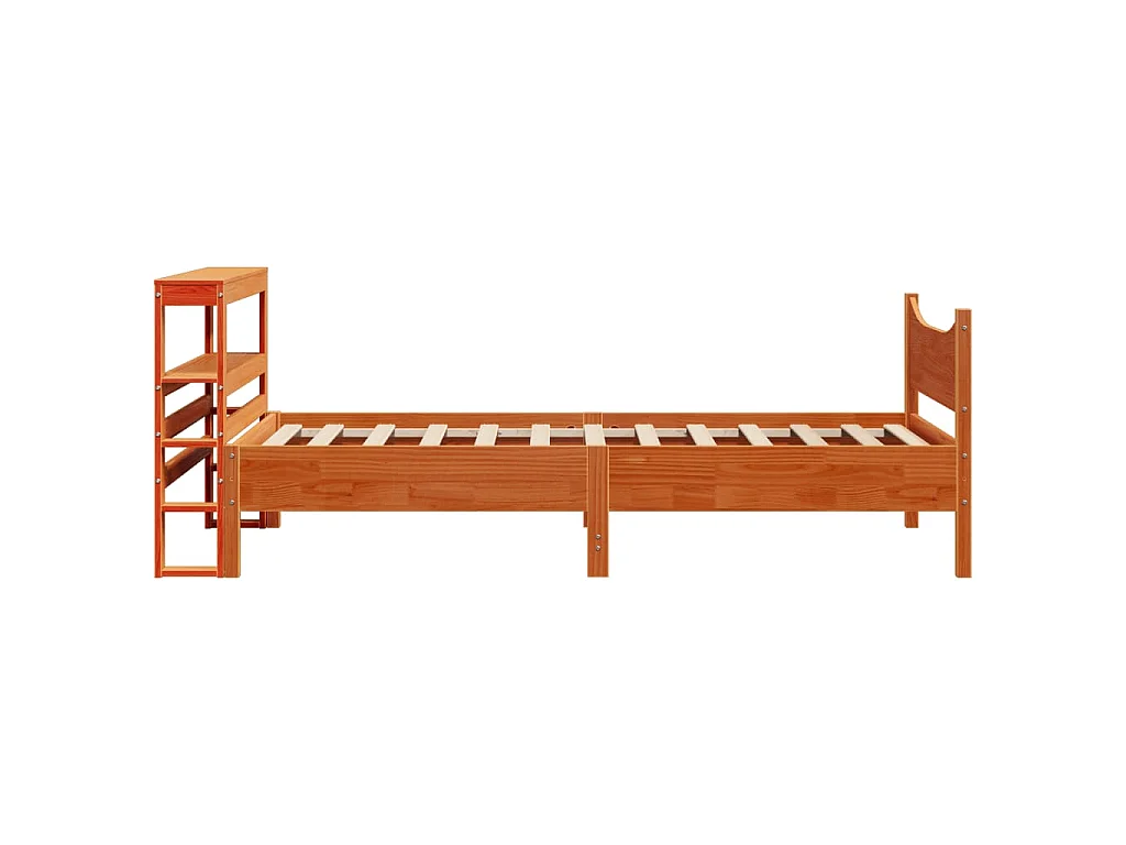 Estrutura cama c/ cabeceira 75x190 cm pinho maciço castanho-mel