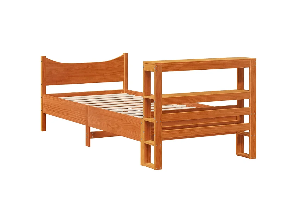 Estrutura cama c/ cabeceira 75x190 cm pinho maciço castanho-mel