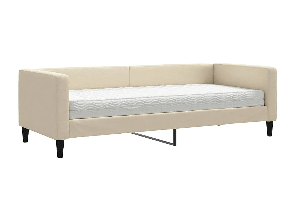 Tagesbett mit Matratze Creme 80x200 cm Stoff