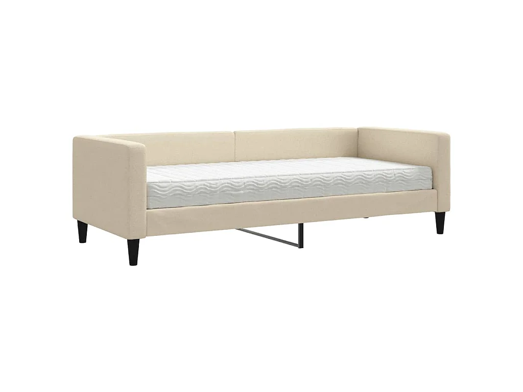 Lit de jour avec matelas crème 80x200 cm tissu