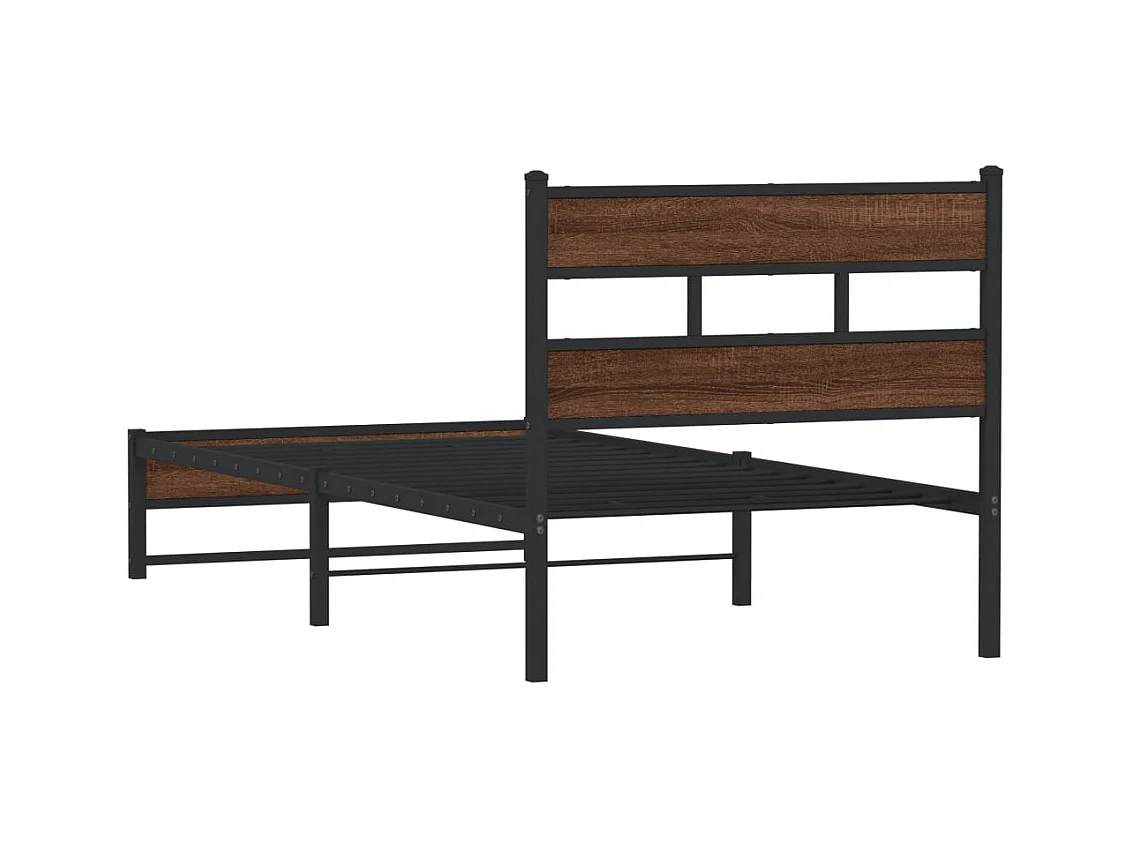 Metallbett ohne Matratze Eichen-Optik 80x200 cm