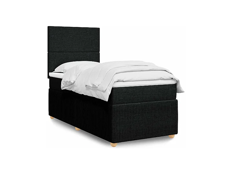 Sommier à lattes de lit et matelas Noir 80x200 cm Tissu