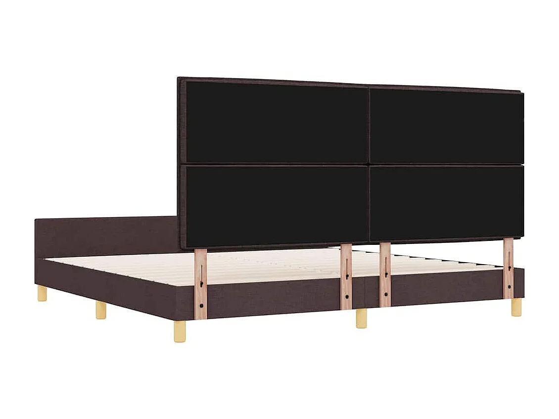 Cadre de lit avec tête de lit Marron foncé 200 x 200 cm tissu