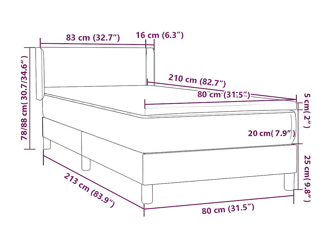 Boxspring met matras fluweel donkergroen 80x210 cm