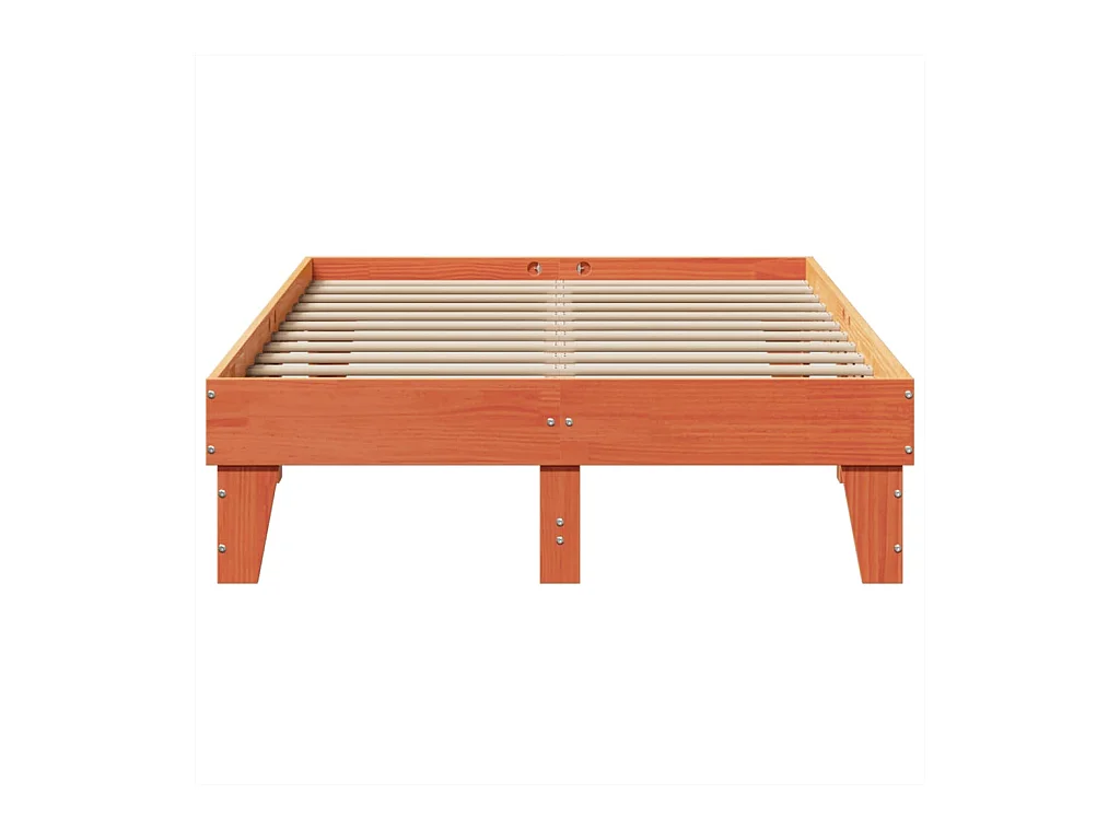 Cadre de lit sans matelas cire marron 135x190cm bois pin massif