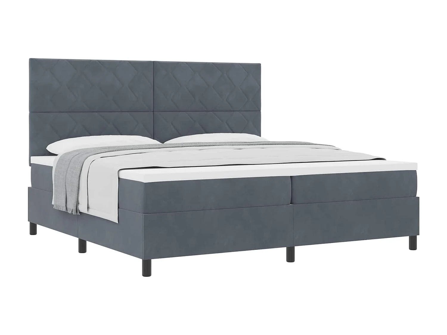 Boxspringbett mit Kopfteil Dunkelgrau 200 x 200 cm Samt