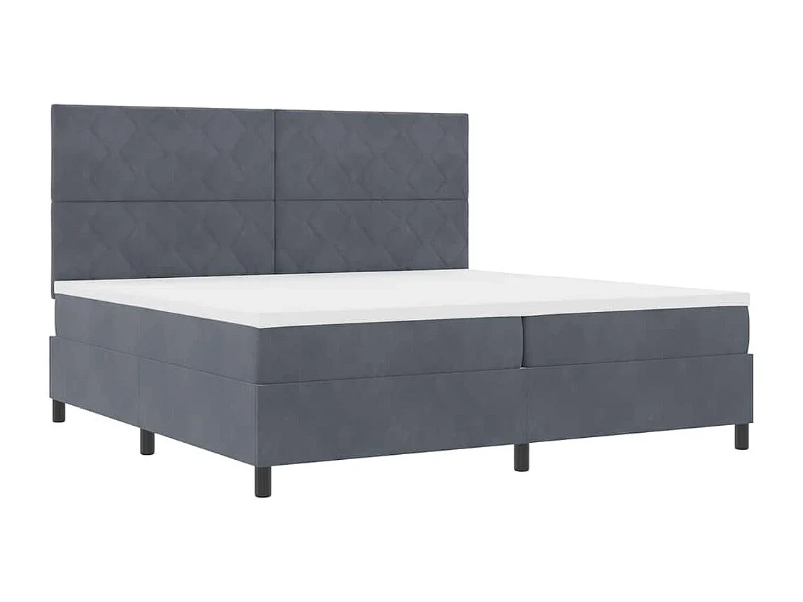 Boxspringbett mit Kopfteil Dunkelgrau 200 x 200 cm Samt