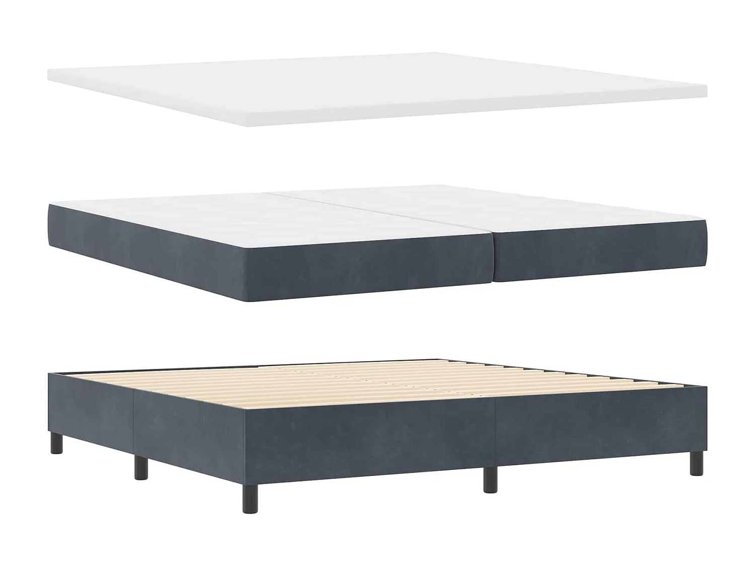 Boxspringbett mit Kopfteil Dunkelgrau 200 x 200 cm Samt