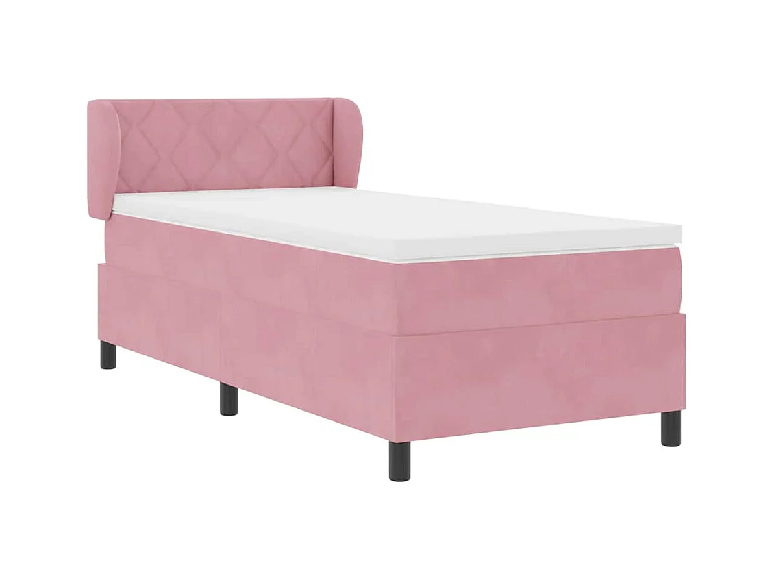 Letto con Molle e Materasso Grigio Scuro 80x200 cm Velluto Rosa