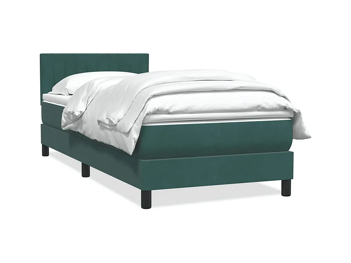 Giroletto a Molle con Materasso Verde Scuro 80x220 cm Velluto