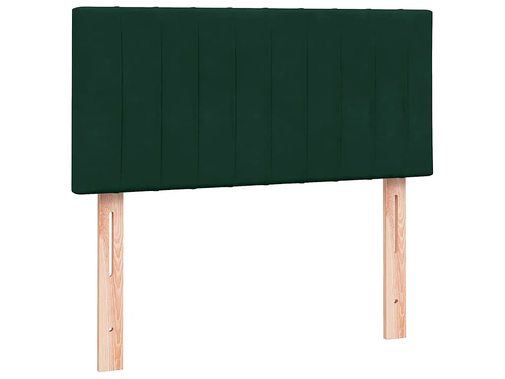 Cama box spring con colchón terciopelo verde oscuro 80x220 cm