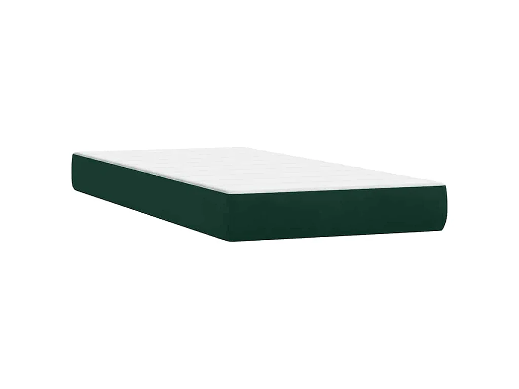 Cama box spring con colchón terciopelo verde oscuro 80x220 cm