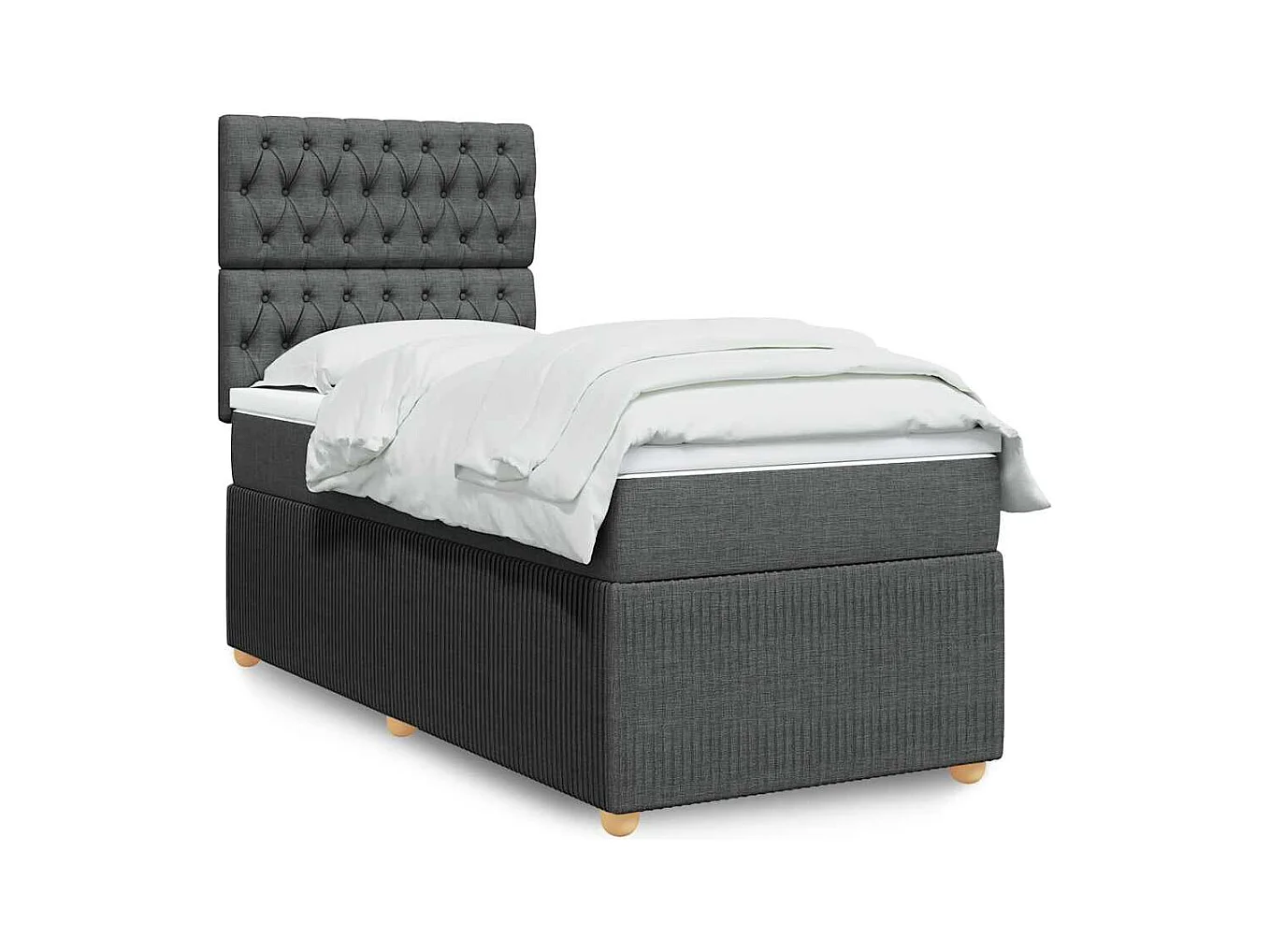 Boxspringbett mit Matratze Dunkelgrau 80x200 cm Stoff
