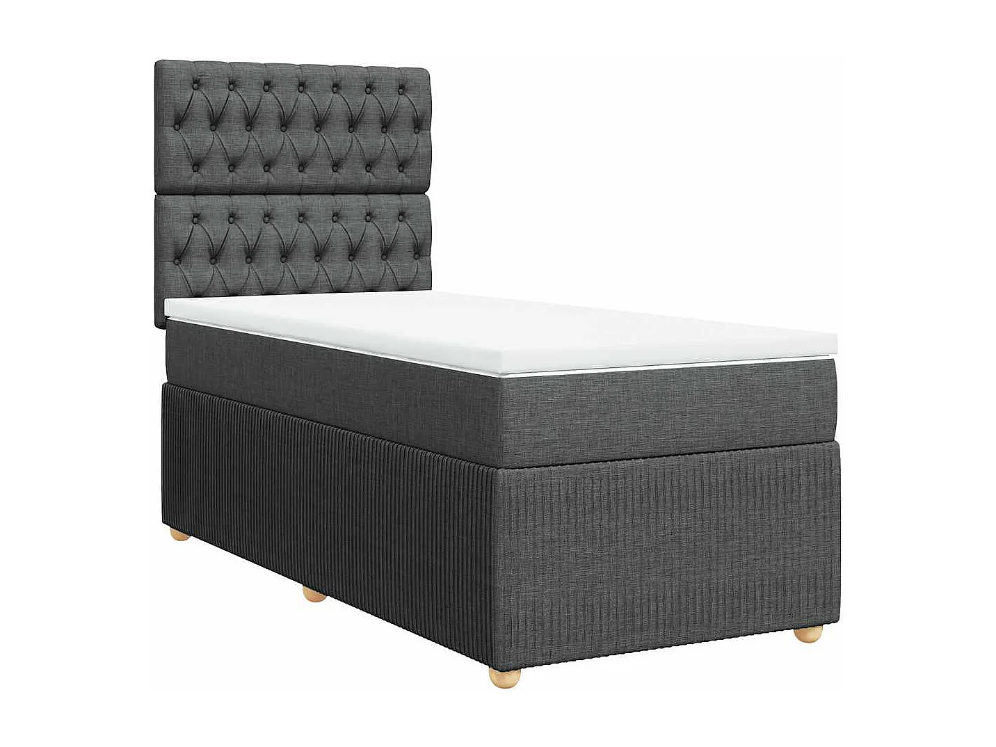 Cama box spring con colchón tela gris oscuro 80x200 cm