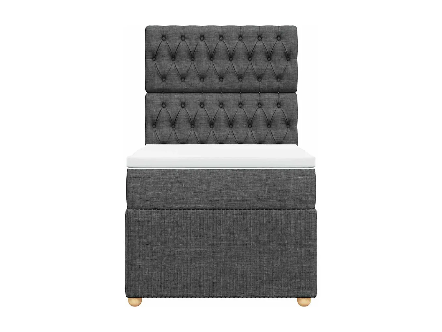 Cama box spring con colchón tela gris oscuro 80x200 cm