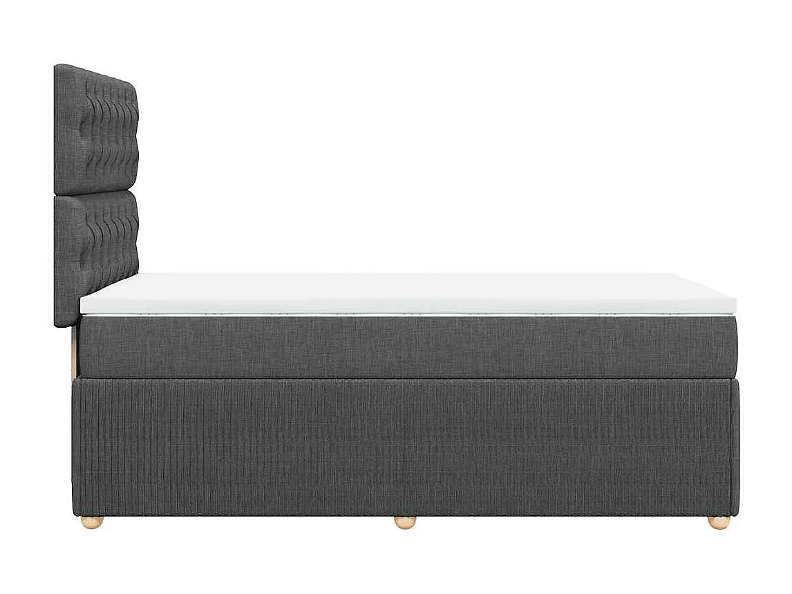 Cama box spring con colchón tela gris oscuro 80x200 cm