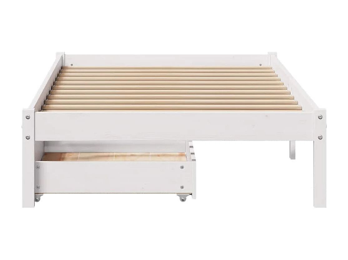 Bedframe zonder matras massief grenenhout wit 75x190 cm