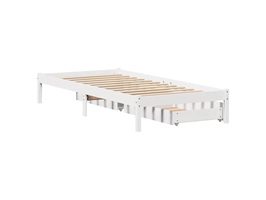 Bedframe zonder matras massief grenenhout wit 75x190 cm