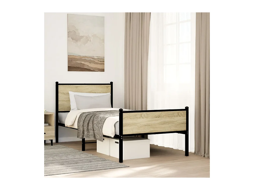 Metallbett ohne Matratze Sonoma-Eiche 80x200 cm